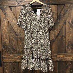 Mikarose the Tyler in black peach floral dress NWT